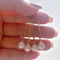 残り1点　Blanco. ドロップ型パール　チェーンピアス ゴールド 4枚目の画像