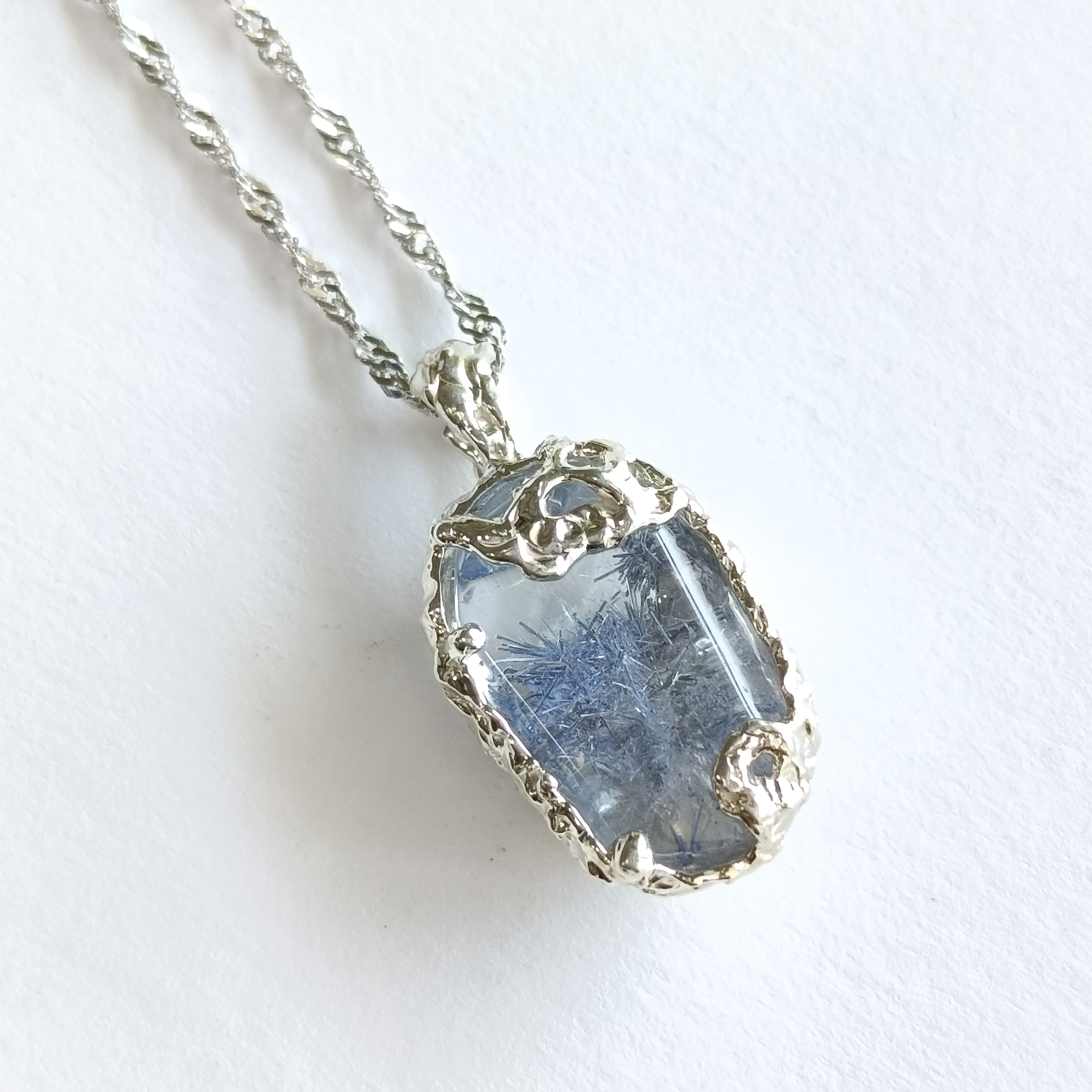 ［SV925］Ranka -藍華- デュモルチェライトインクォーツネックレス グランディディエライト　鎚目　スティック 33,800円