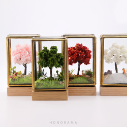 紅葉の木とシカ 真鍮フレーム ミニチュア アート 3枚目の画像