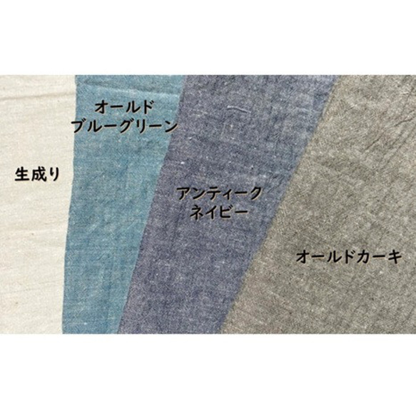 首から下げられる、巾着袋－お守り袋・ストーン入れ☆【コットンリネンダンガリー】オールドブルーグリーン（黒紐） 4枚目の画像