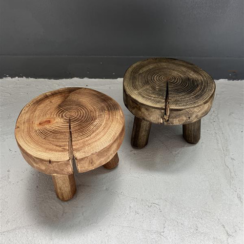 未来工房】オーダー 檜 ミニスツールスタンド 丸太スツール 椅子