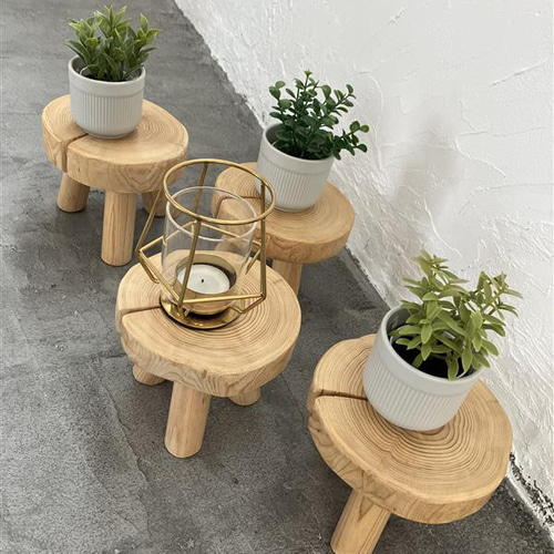 未来工房】オーダー 檜 ミニスツールスタンド 丸太スツール 椅子