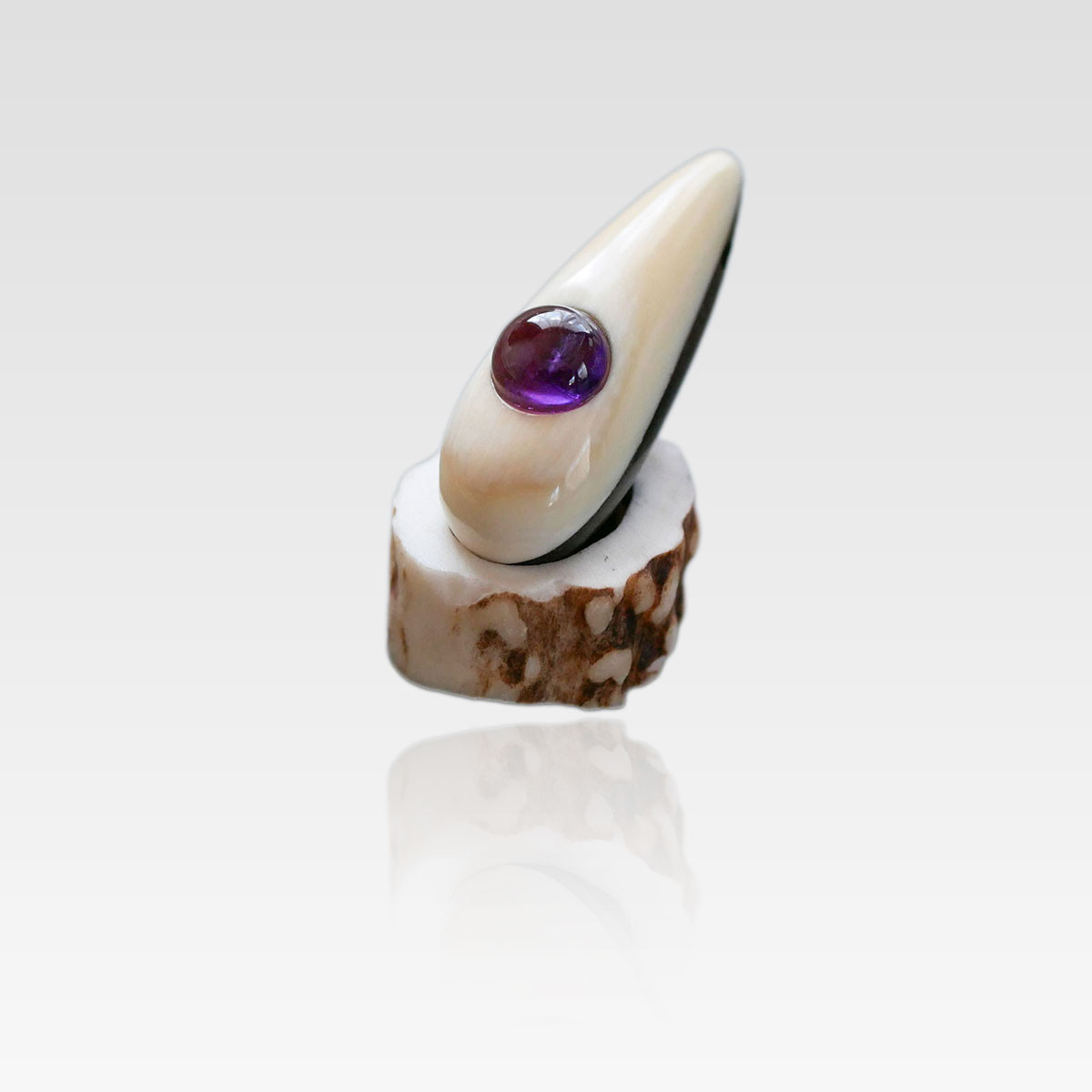 【1点物】クジラ歯×アメジスト×縞黒檀のネックレス 5,214円