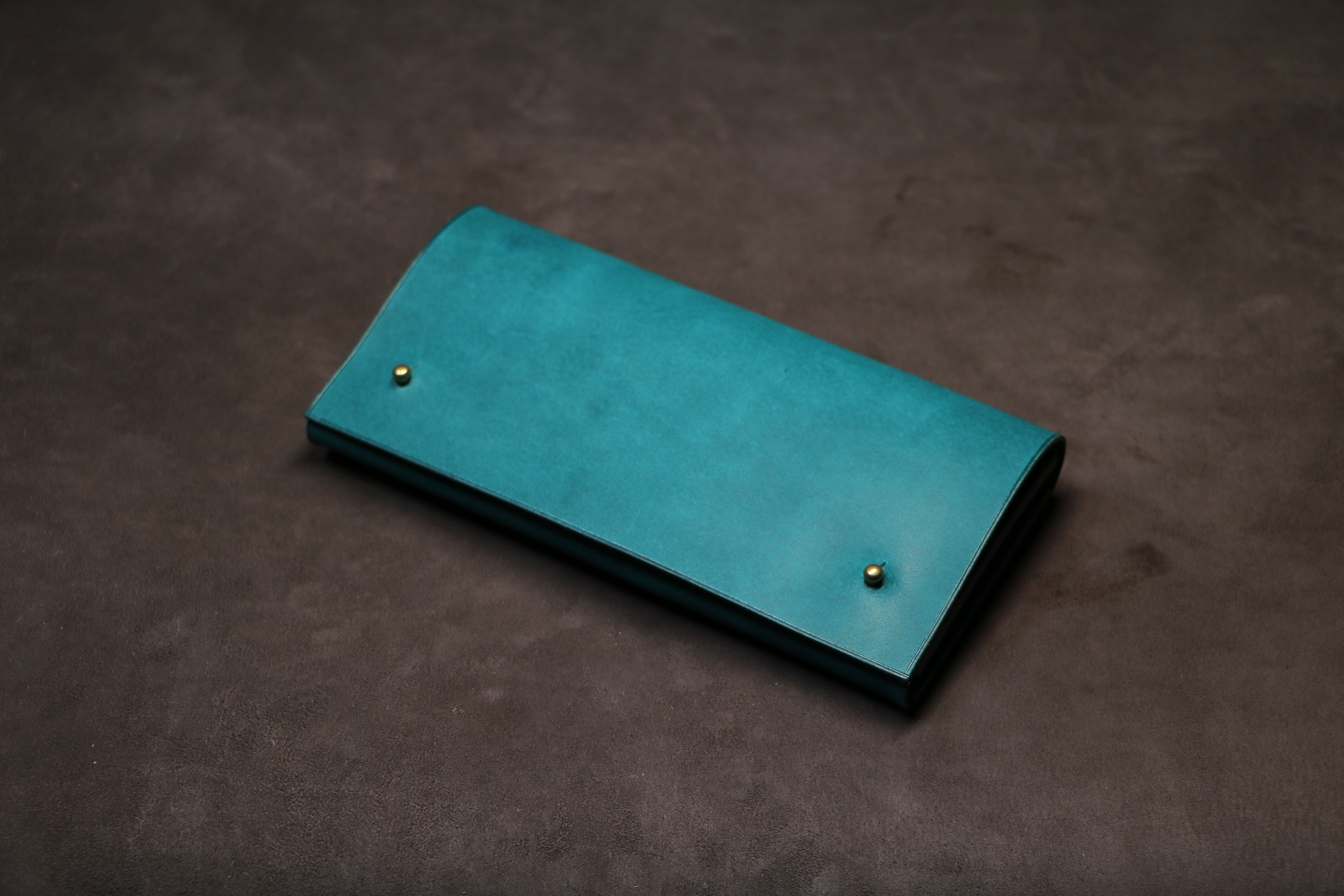 【ギボシ留め長財布】国産オイル スカイブルー EA-019