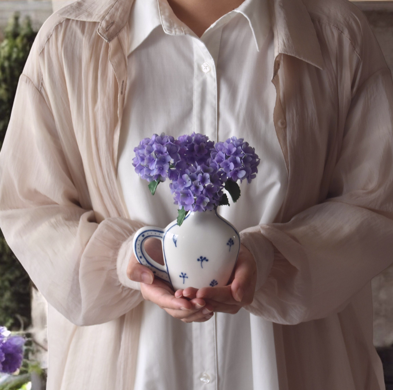 ◆粘土のお花◆ ミニサイズ♪　秋色紫陽花　パープル　A1275