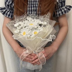 3日以内発送】モールフラワー キラキラ花束 ホワイト ブーケ 卒業式 卒