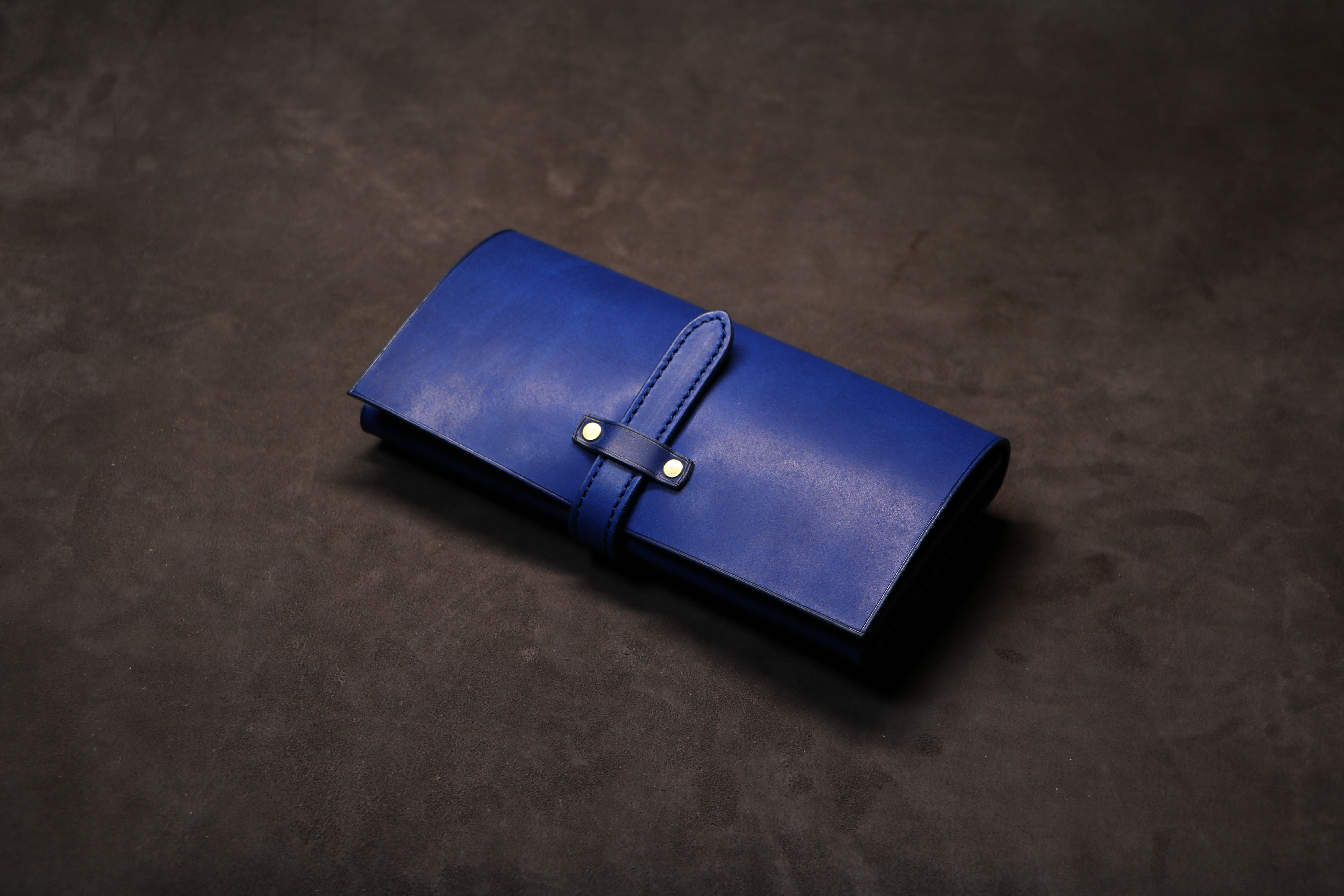 【ベルト留め長財布】国産オイル コバルト EA-020