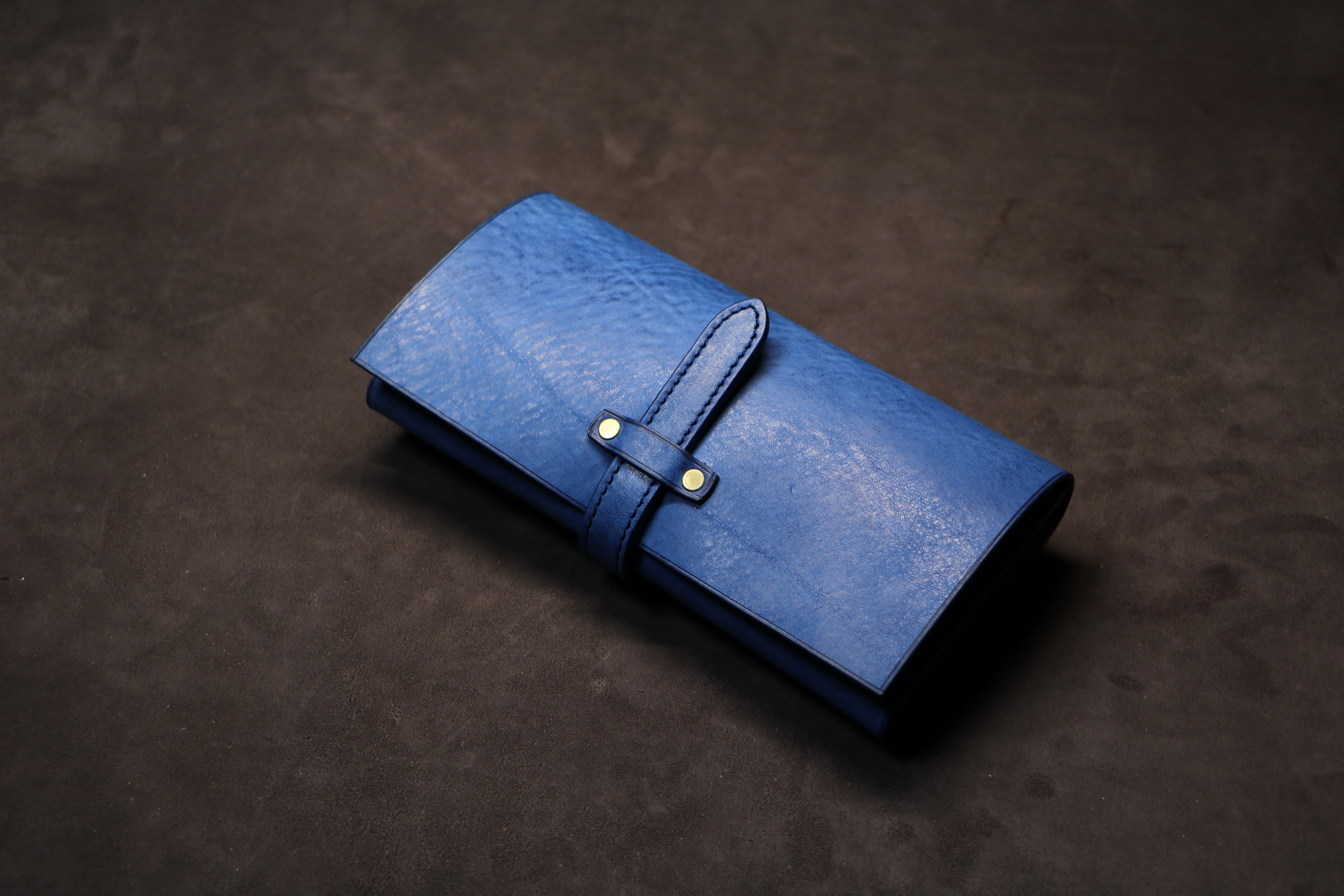 【ベルト留め長財布】アラスカレザー ブルー EA-020