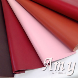 【A4サイズ】国産牛革　ソフトレザー　エイミー/Amy  (レッド・ワイン系) 1枚目の画像