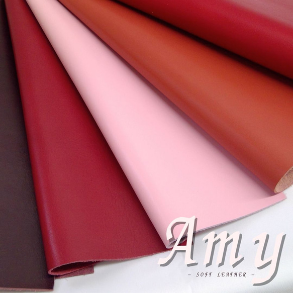 【A4サイズ】国産牛革　ソフトレザー　エイミー/Amy  (レッド・ワイン系) 1枚目の画像