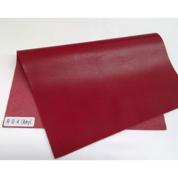 【A4サイズ】国産牛革　ソフトレザー　エイミー/Amy  (レッド・ワイン系) 4枚目の画像