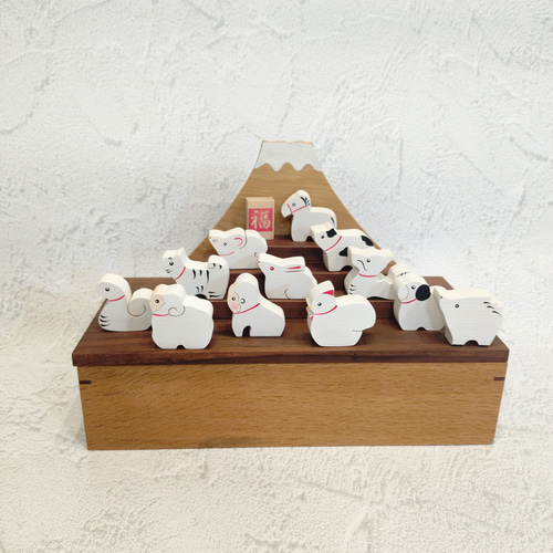 白いぷち十二支と富士山飾り 干支飾り／正月飾り／縁起物 その他置物