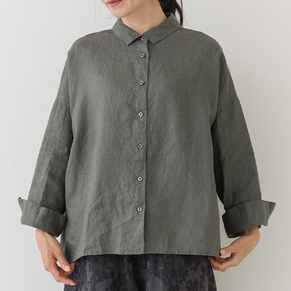 【30％OFF】リネン100％ フレアスリーブワイドブラウス