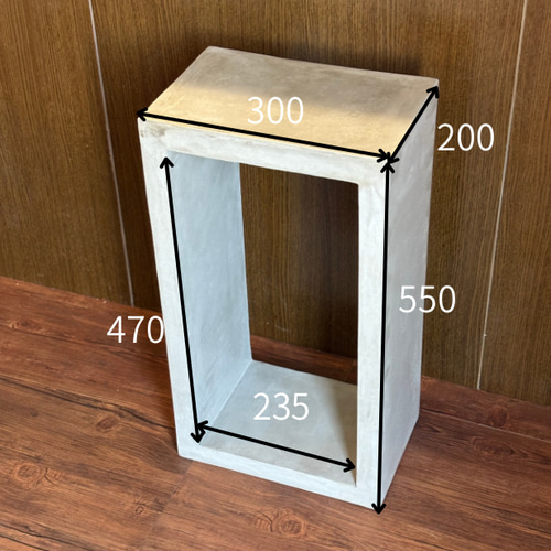 ボックス型モルタルサイドテーブル、ローテーブル、ディスプレイ