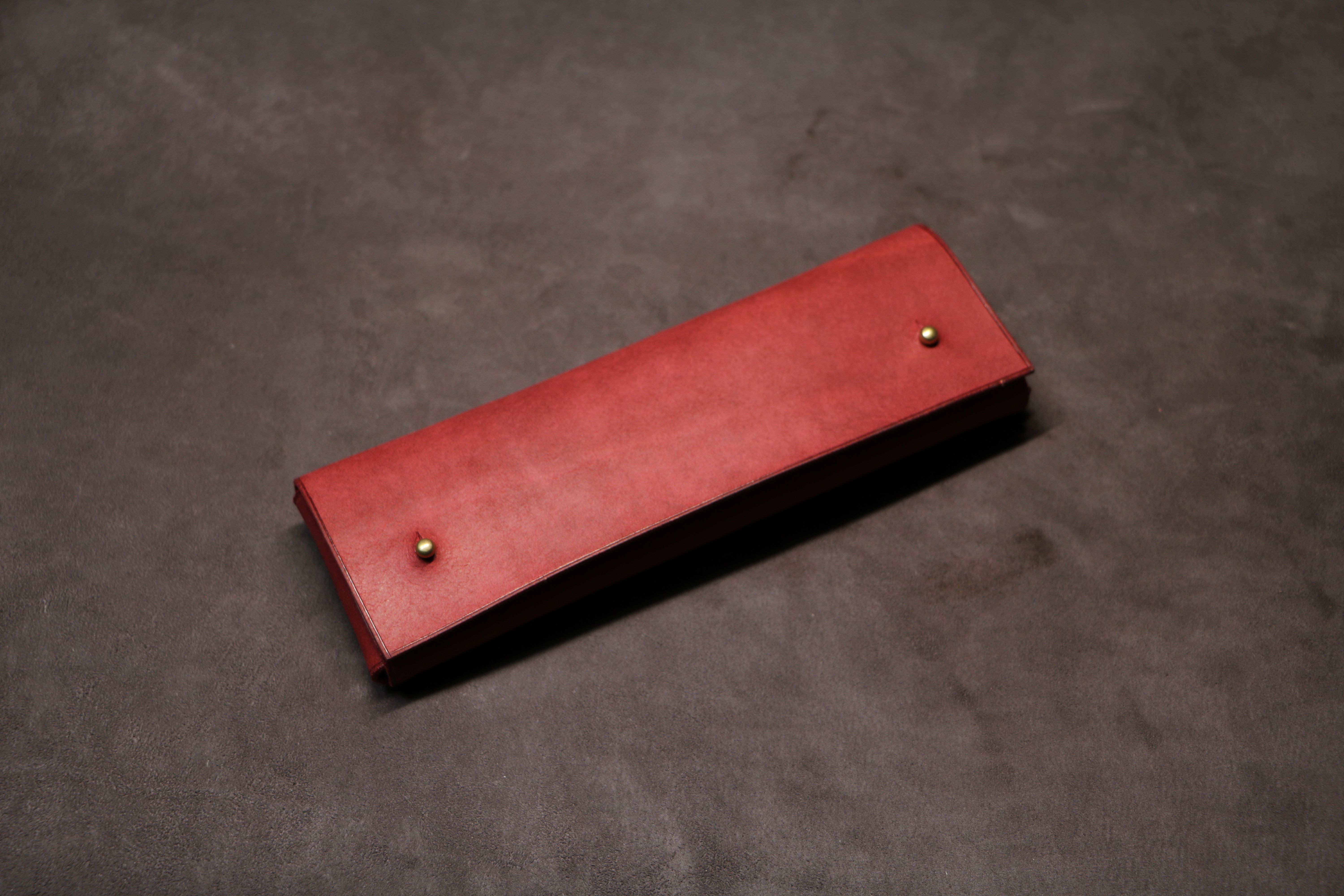 【ギボシ留めペンケース】国産オイル ワイン G-024