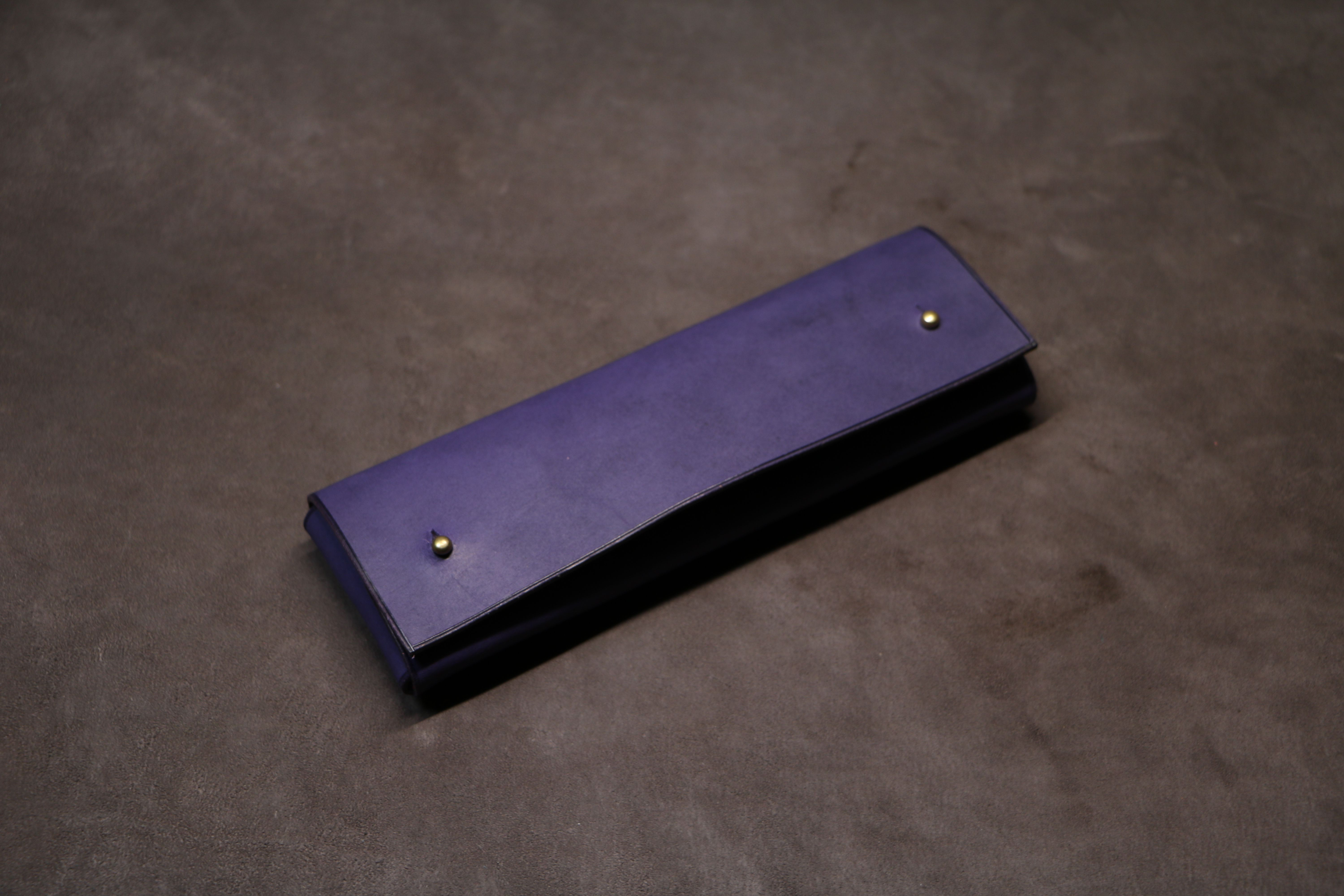 【ギボシ留めペンケース】国産オイル パープル G-024