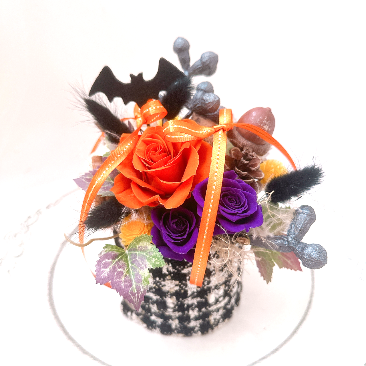 【送料無料】ハロウィン　オレンジ薔薇アレンジ