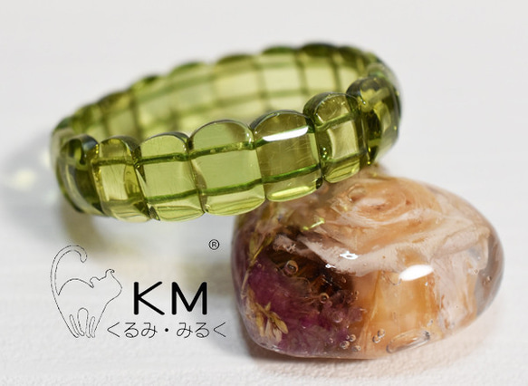 Жリトアニア産天然グリーンアンバー ファンシー 琥珀 内径17㎝ ブレスレット 1枚目の画像