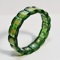 Жリトアニア産天然グリーンアンバー 薔薇 ローズ インタリオ 琥珀 内径17.2㎝ ブレスレット 5枚目の画像