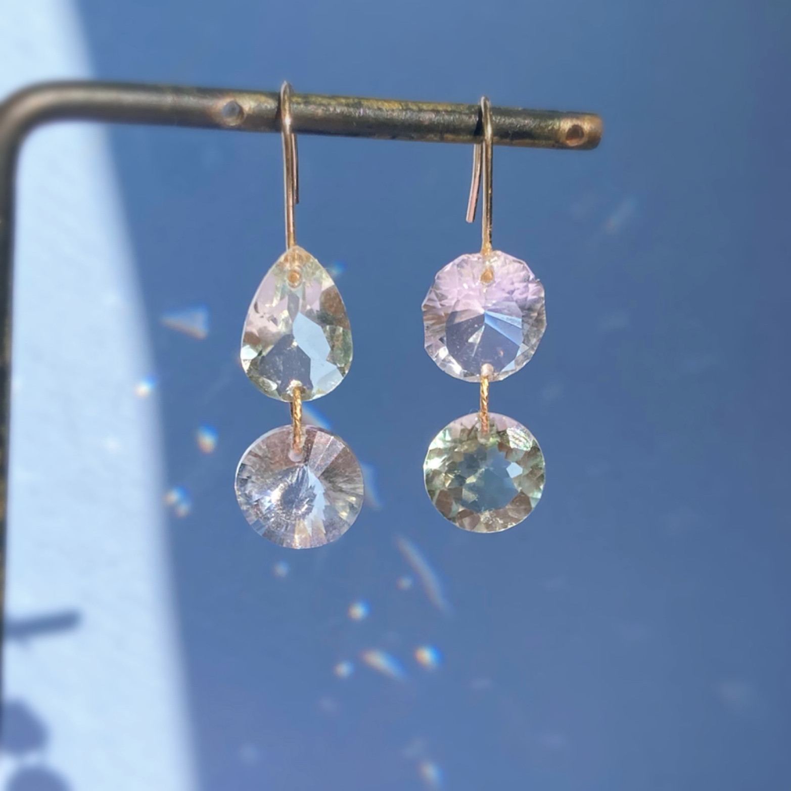 Sapna ✴︎クリスタル✴︎グリーンアメジスト✴︎k14gfピアス