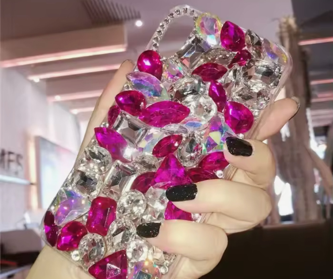 【ワクワクするカバー】スマホケース アイホンiPhonケース キラキラケース ストーン デコ電　受注生産制