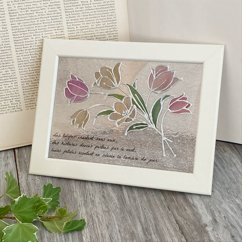 チューリップの詩|アンティークステンドグラス風デザイン|クリアグラス