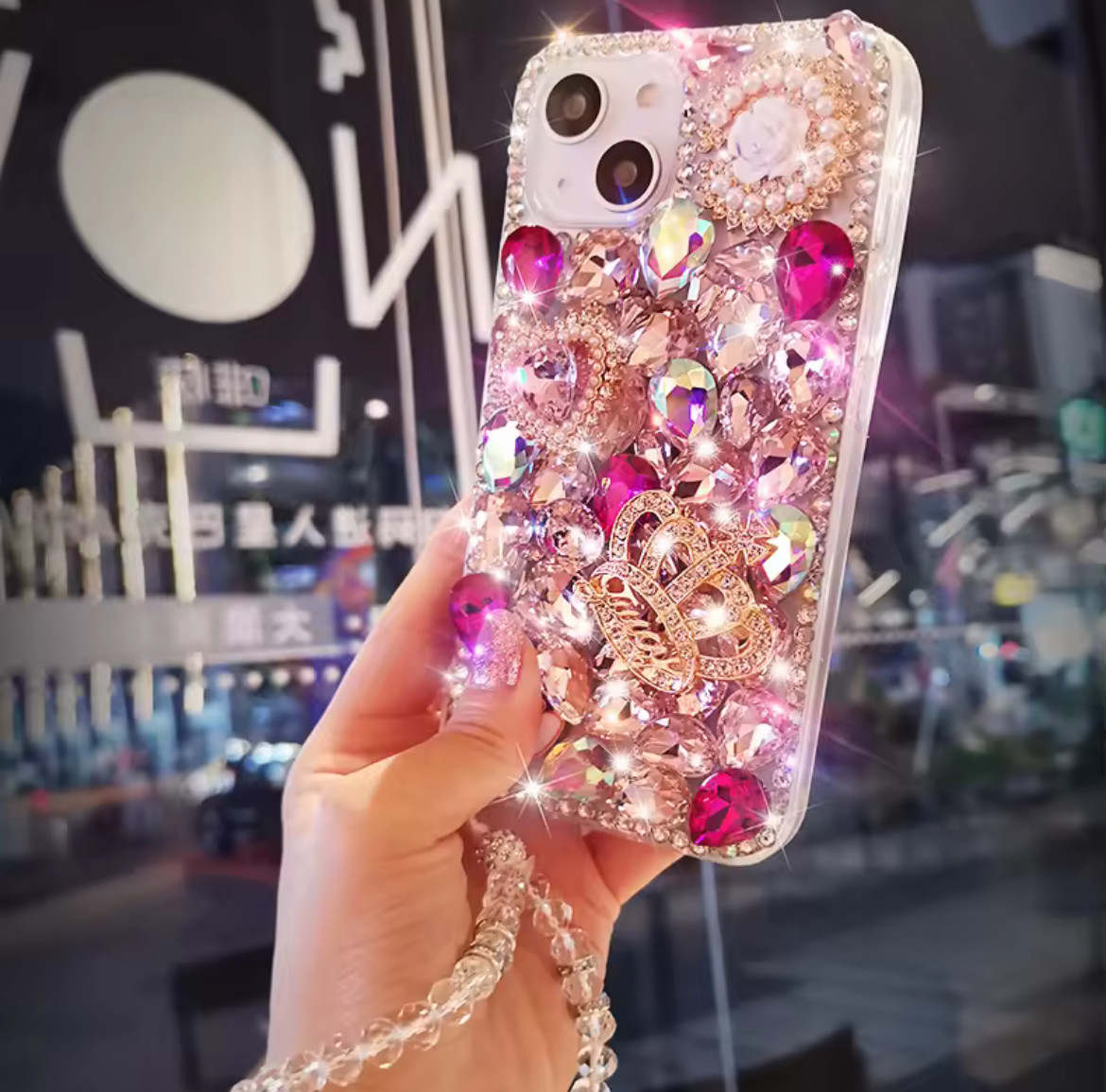 【ワクワクするカバー】スマホケース アイホンiPhonケース キラキラケース ストーン デコ電　受注生産制