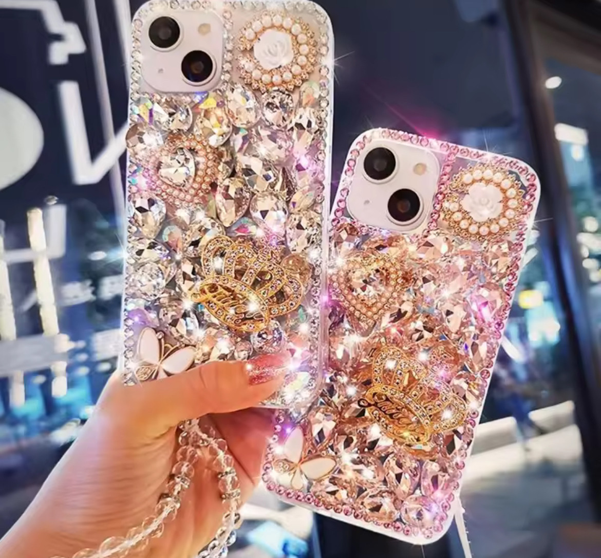 【ワクワクするカバー】スマホケース アイホンiPhonケース キラキラケース ストーン デコ電　受注生産制