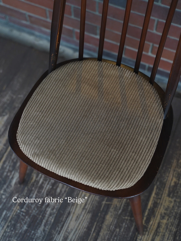アーコールチェア用 コーデュロイのチェアパッド クッション マット (木製椅子用 ERCOL chair) 3枚目の画像