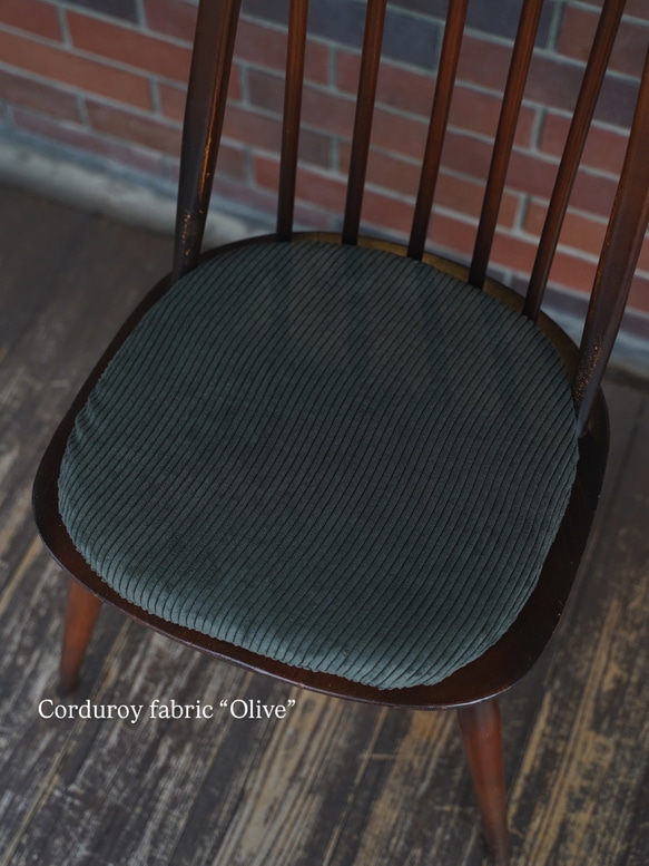 アーコールチェア用 コーデュロイのチェアパッド クッション マット (木製椅子用 ERCOL chair) 4枚目の画像