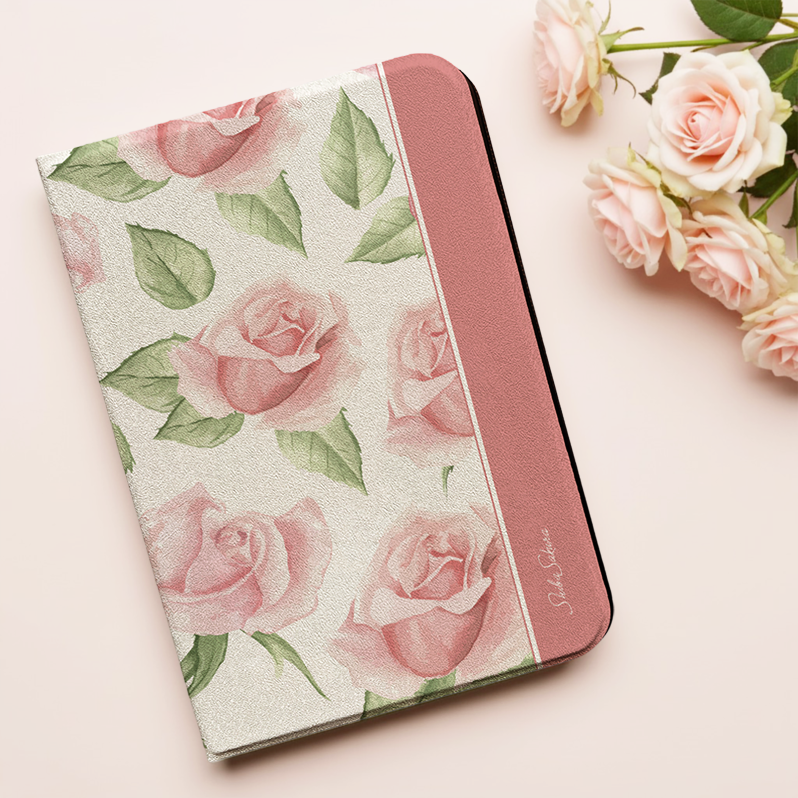 ピンクローズのiPadケース　バラ 花 ipadケース タブレットケース カバー