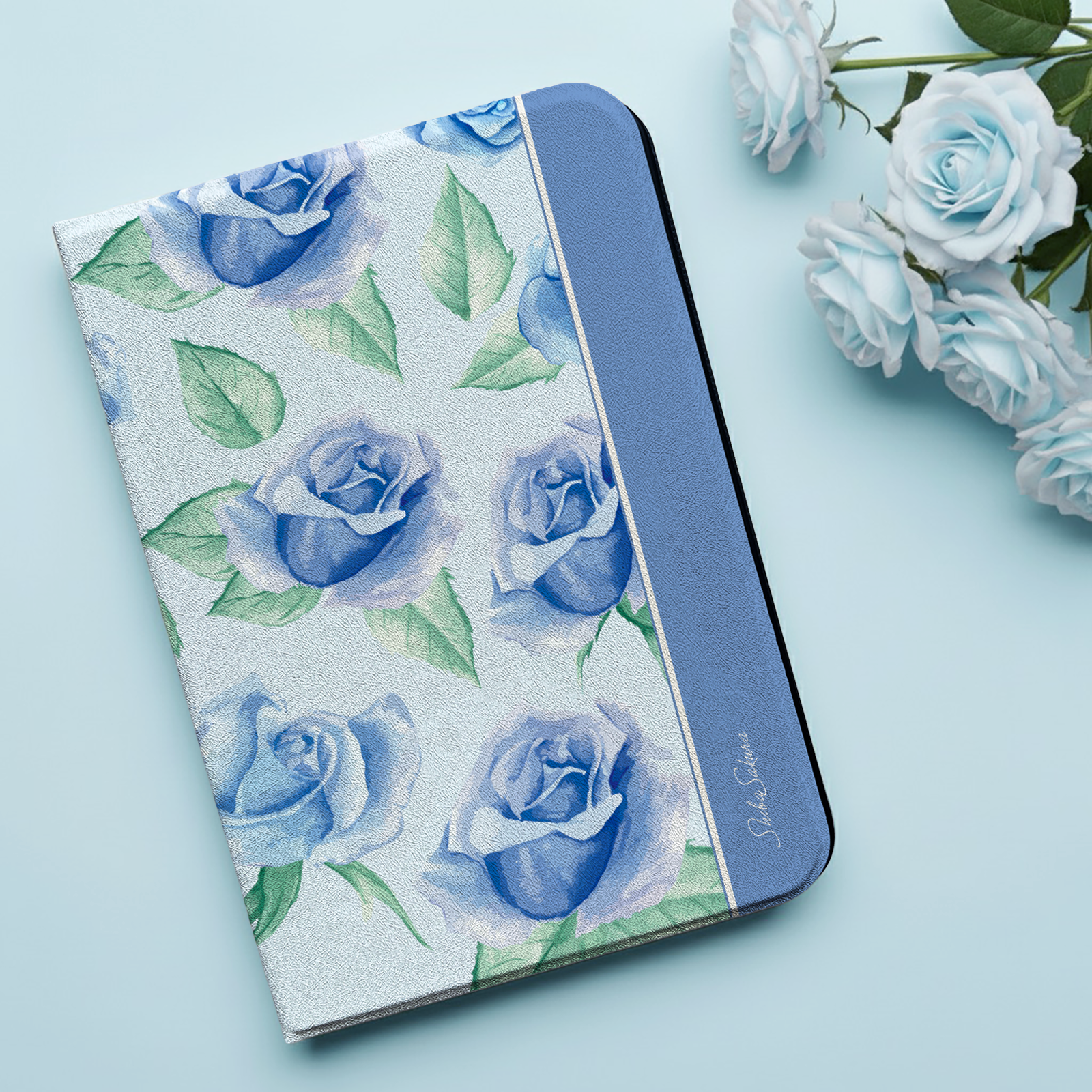 ブルーローズのiPadケース　バラ 花 ipadケース タブレットケース カバー
