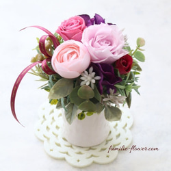 造花リース『春の花の三日月リース』アーティフィシャルフラワー