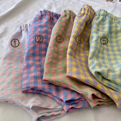 『キャンディーカラー』ギンガムチェックのハーフサルエルパンツ 2枚目の画像