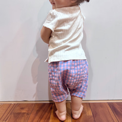 『キャンディーカラー』ギンガムチェックのハーフサルエルパンツ 4枚目の画像