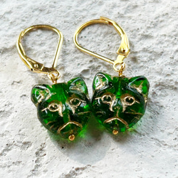 ハンドメイド 24k 純金ピアス  キャット ハンドメイド 24k 純金ピアス キャット