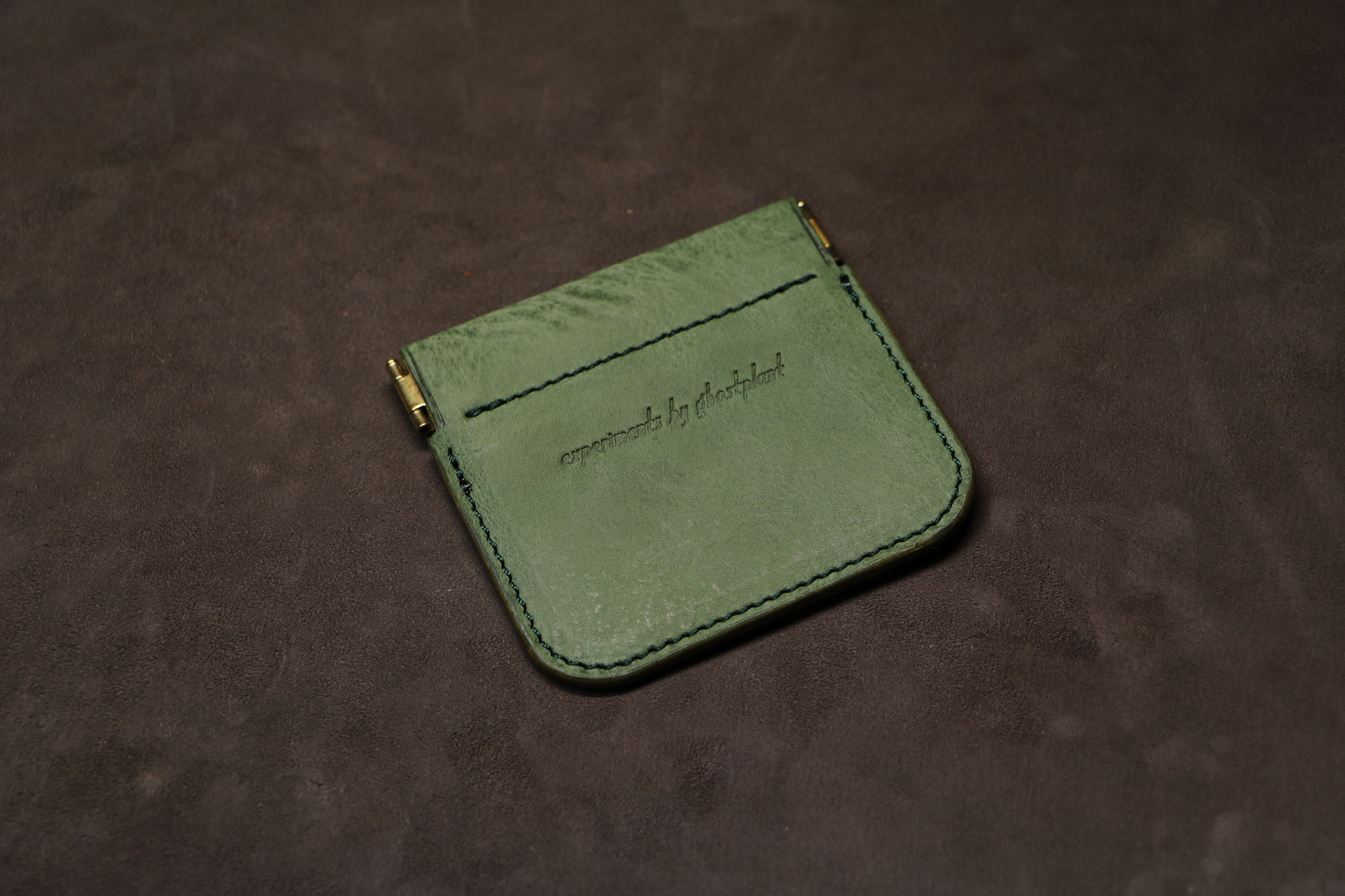 【バネ口コインケース】アラスカレザー グリーン EB-009