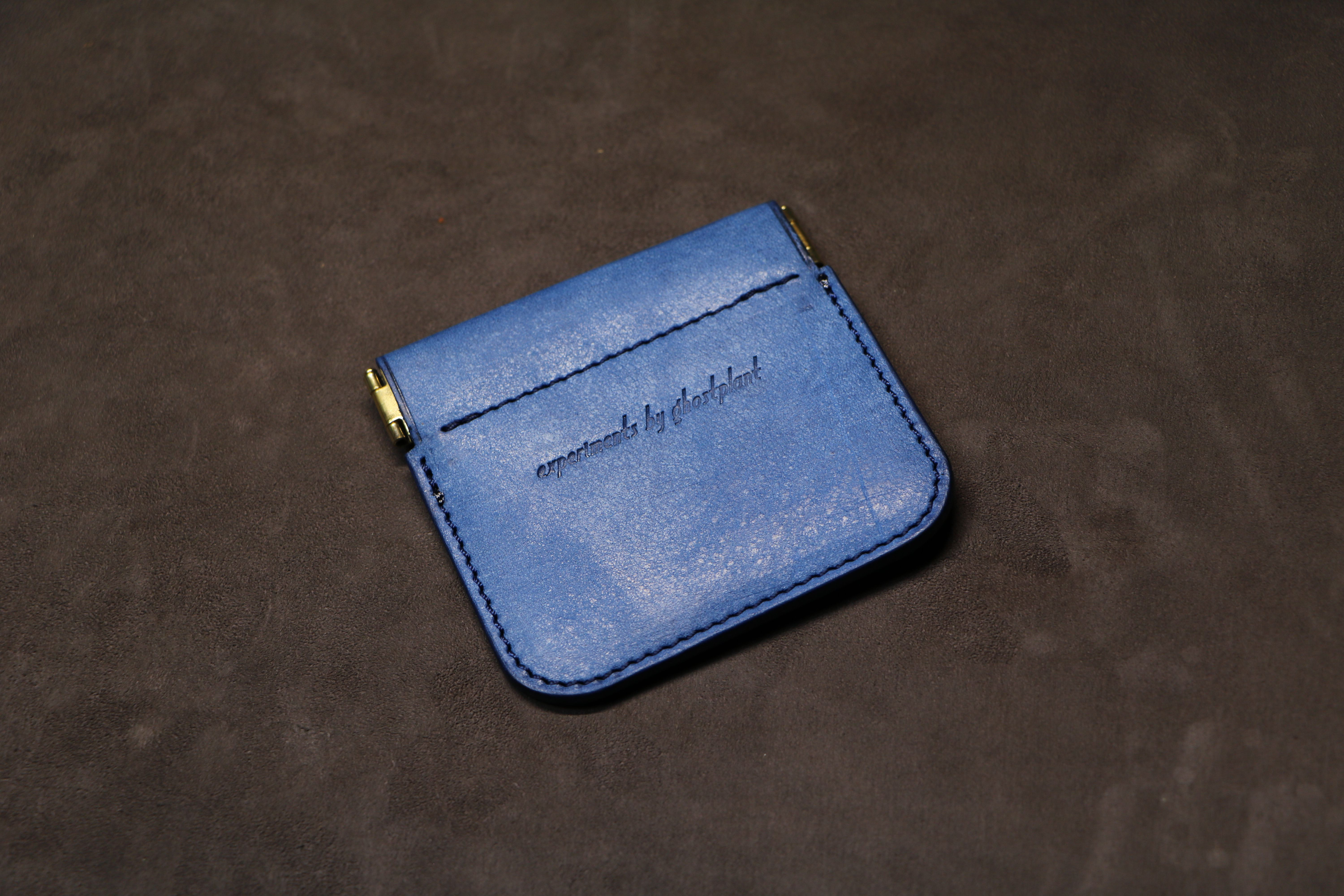 【バネ口コインケース】アラスカレザー ブルー EB-009