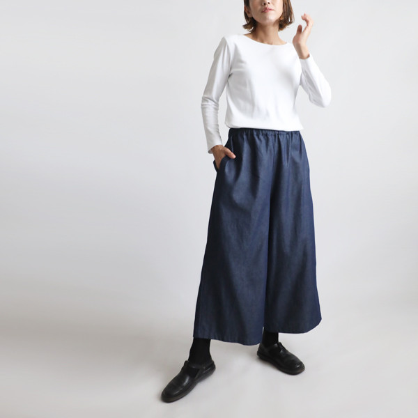 ⁑ラスト１　９０ｃｍ　甘織デニム　幅広 ストレートパンツ ゆったり　シンプル コットン　オールシーズン　F88