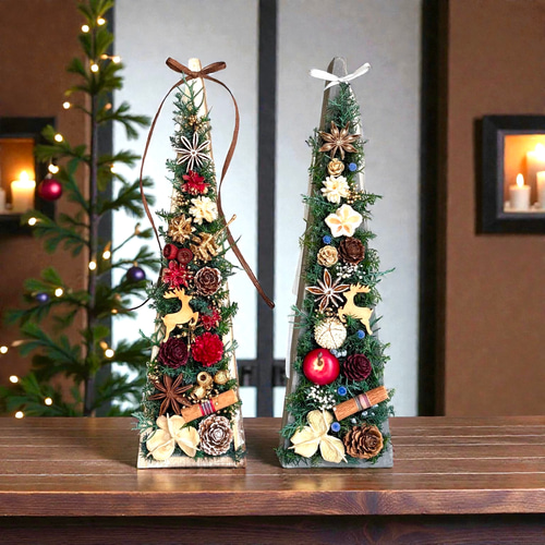 即日～2日以内発送》トナカイと小さな森のクリスマスツリー＊スノー