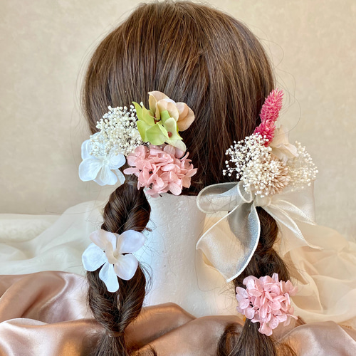 髪飾り キッズ 子供用 七五三髪飾り 七五三 リボン 白 赤 ピンク