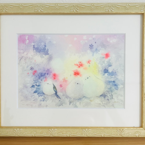 癒しの絵 水彩画 幸せはここに ＊水彩画 ジークレー 癒しのアート 絵画 flâner byふなや