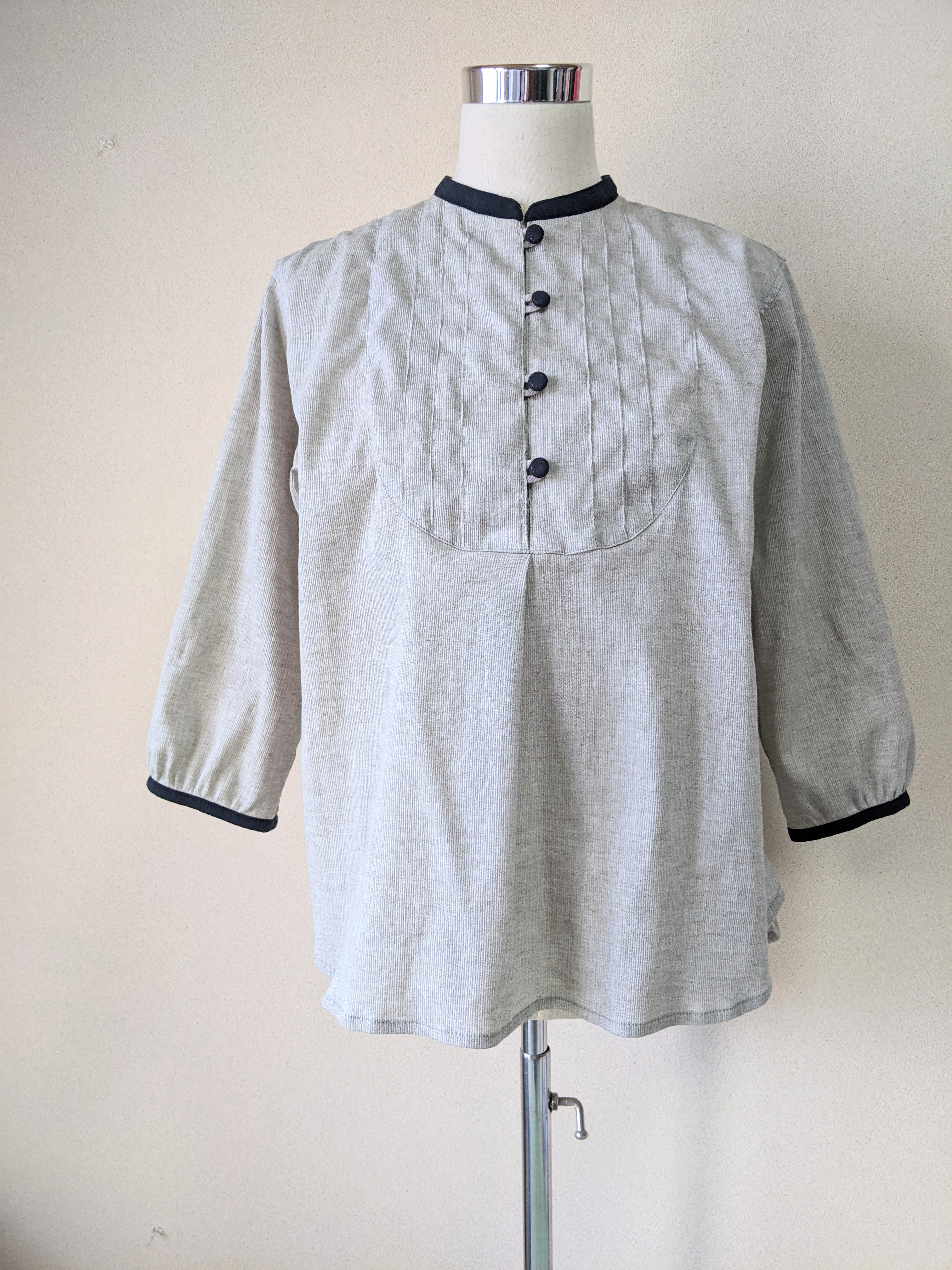 【高島ちぢみ】コットン100%  タックブラウス