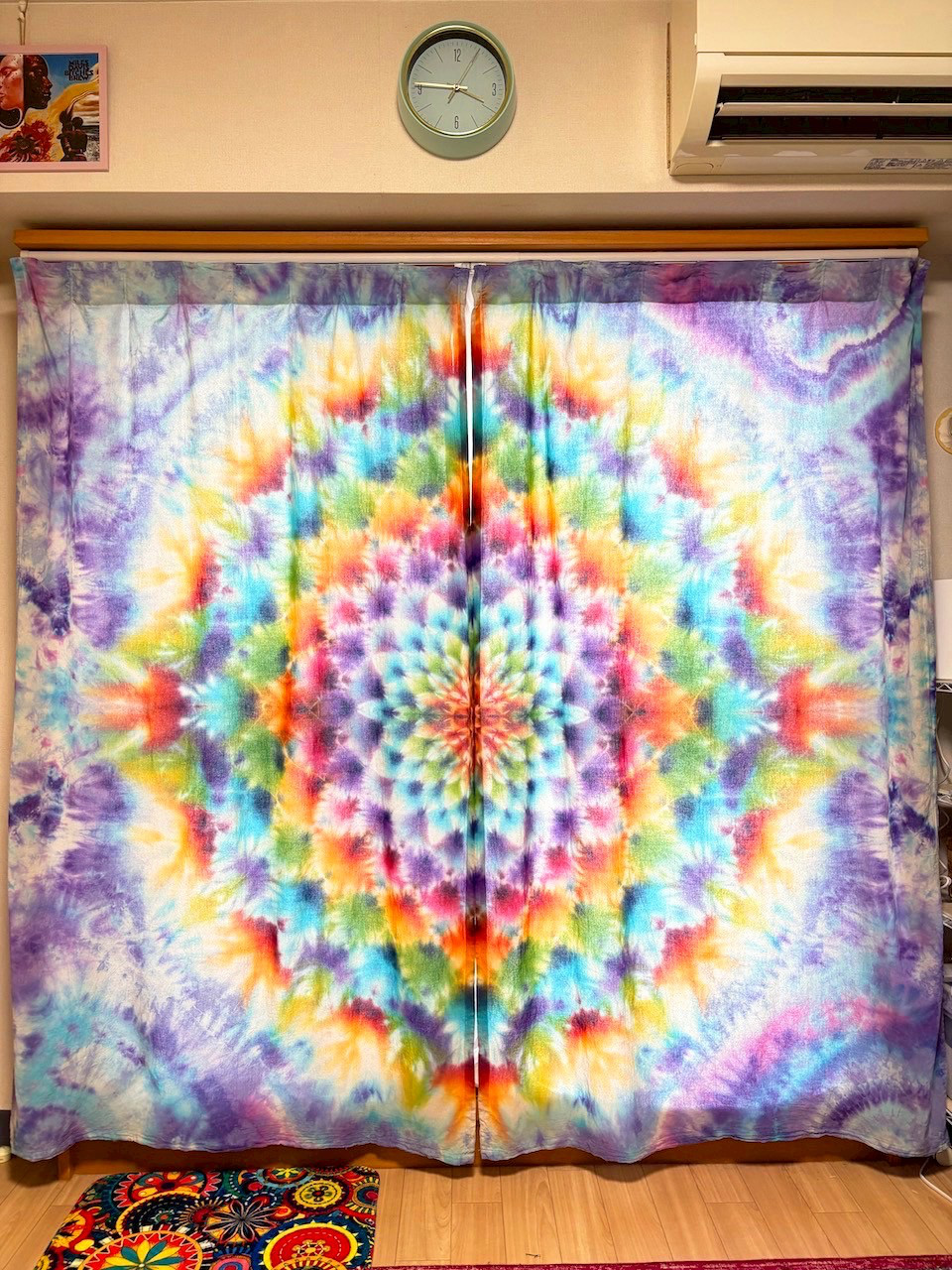 タイダイ染め カーテン 美しい幻想的な大曼荼羅 HD24-74