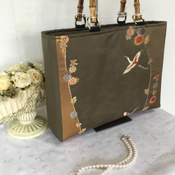 ハンドメイド・リメイク・帯・カバン・がま口バック・黒・2way