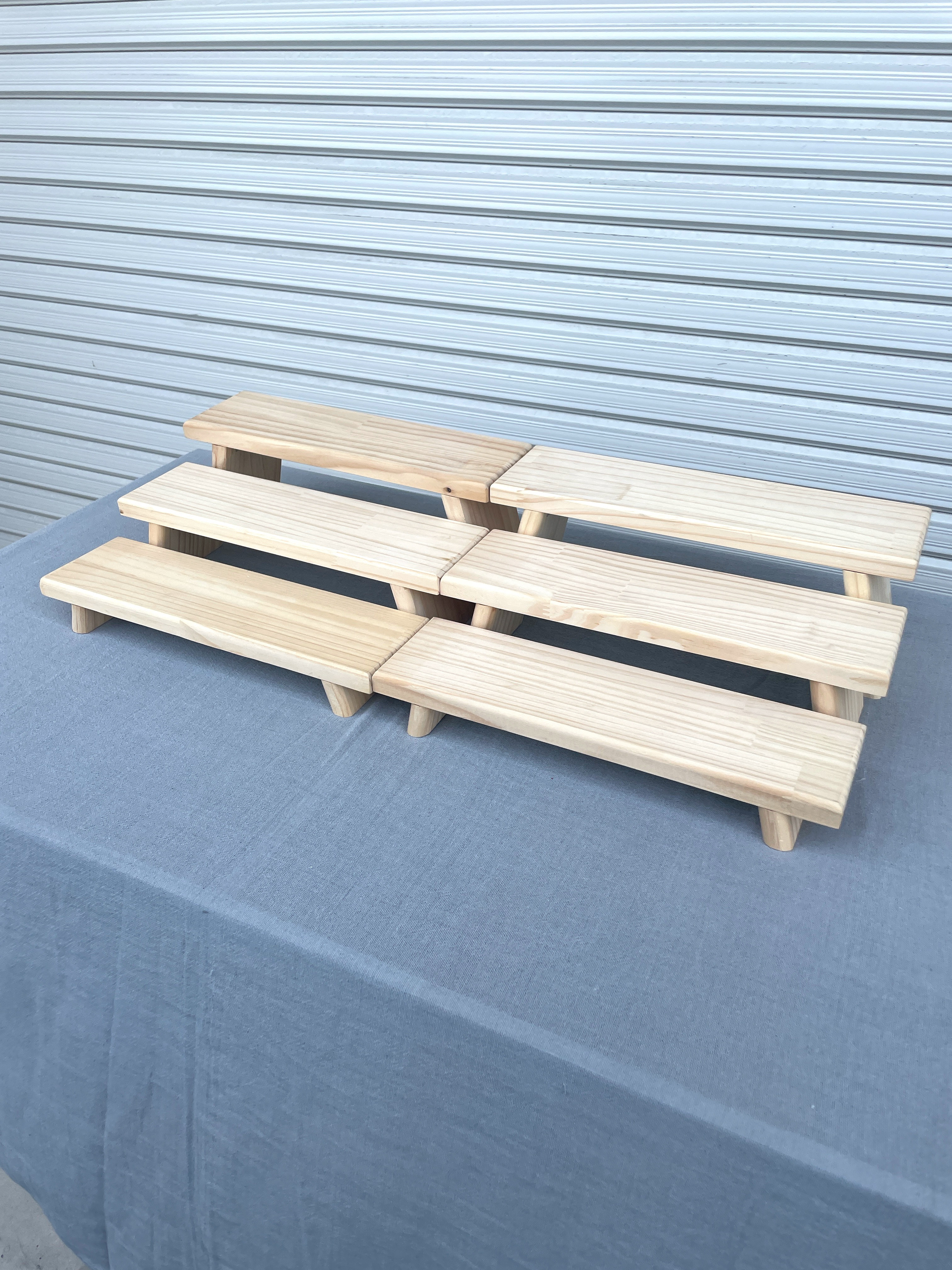 ★マルシェ用ブースセット★【折りたたみ什器6点セット横幅35cm】刻印サービス/ディスプレイ台/イベント什器/木製/棚/