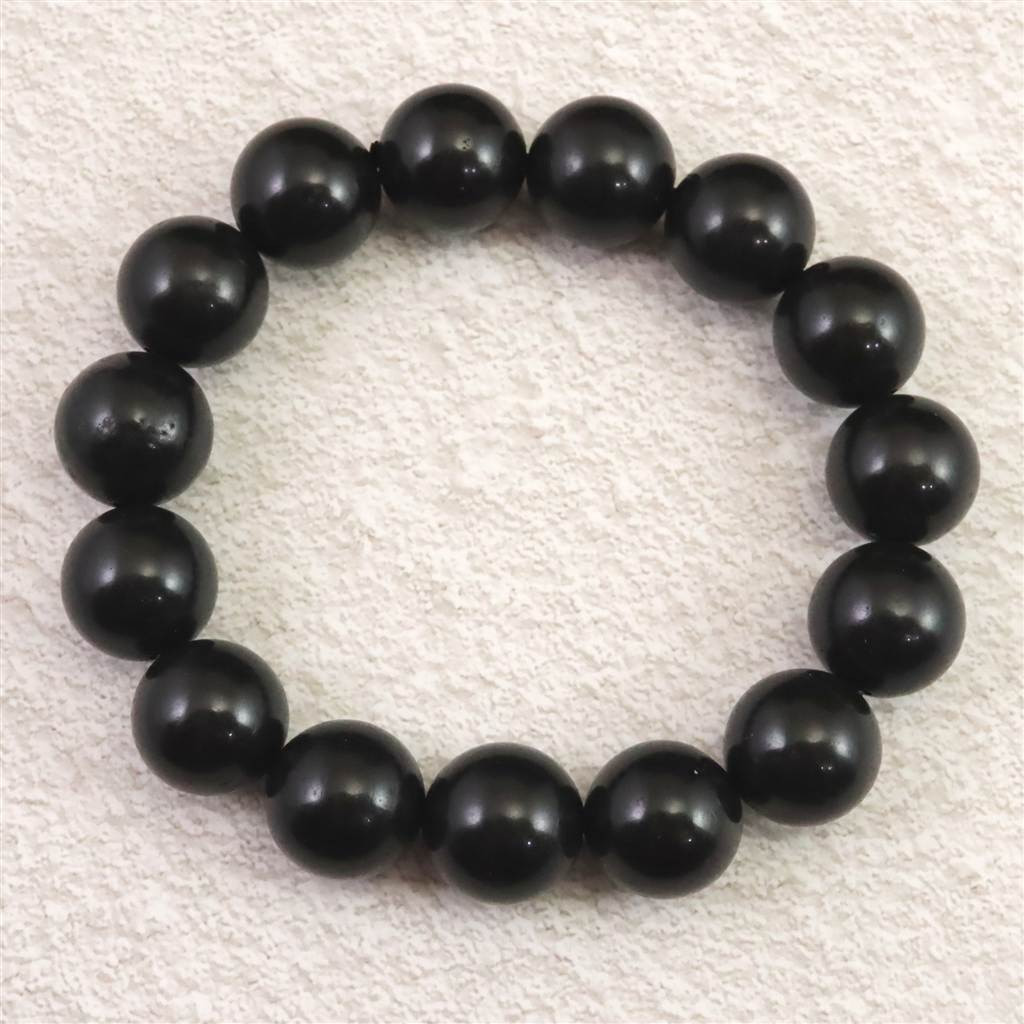 ロシア産 シュンガイト AAグレード 14.5mmブレスレット 72.5g #28184