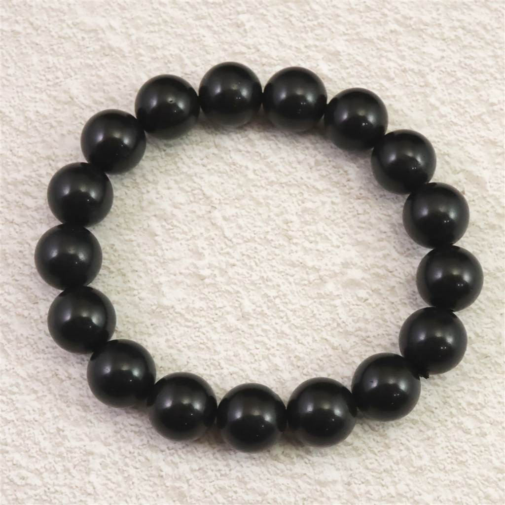 ロシア産 シュンガイト AAグレード 12.5mmブレスレット 51.7g #95367