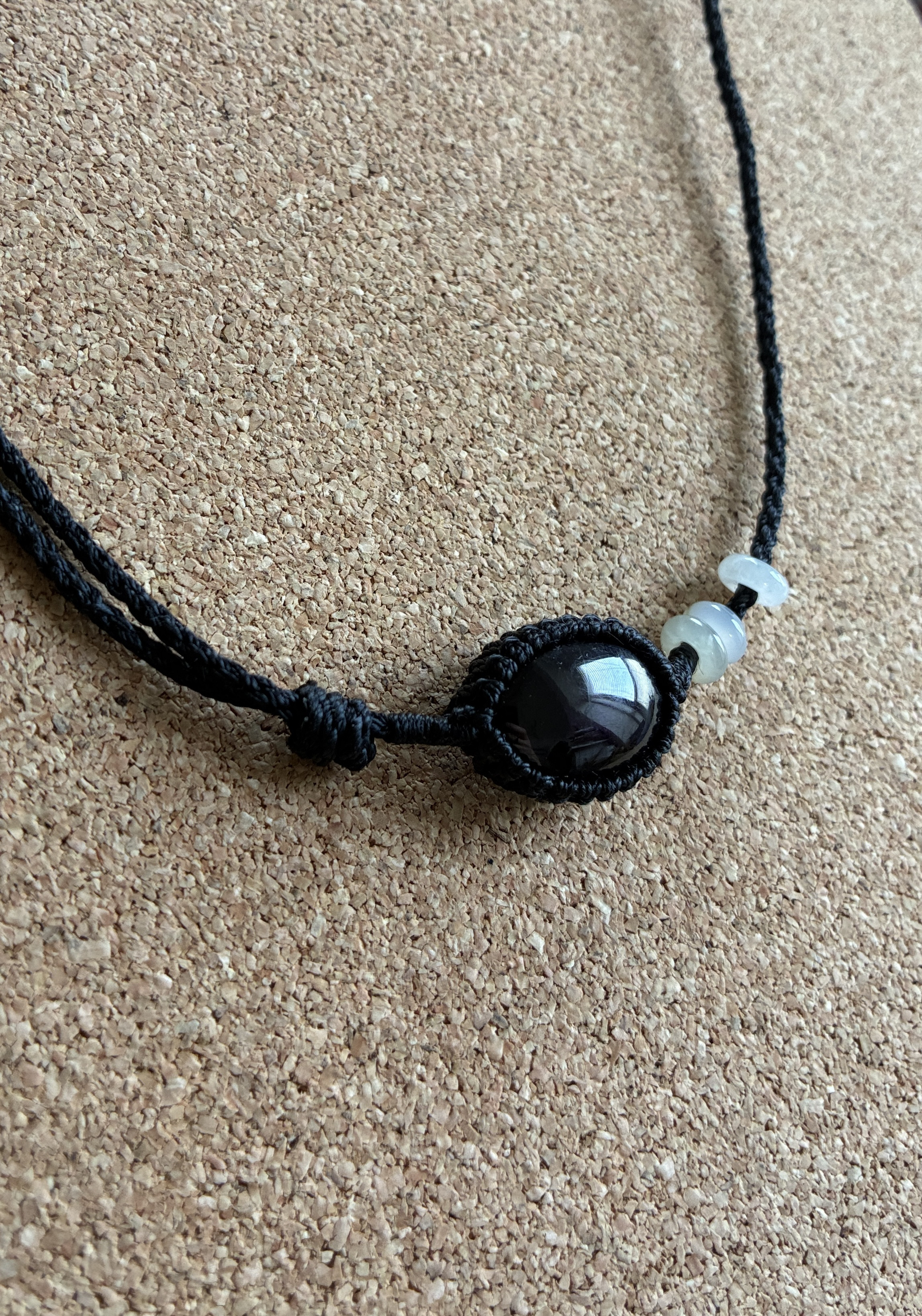 パープライト✳︎翡翠✳︎マクラメネックレス