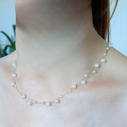 新作　シンプル　18K　高品質　上品　繊細　チェーン　大小　パール　お洒落　316L　サージカルステンレス　ネックレス 7枚目の画像